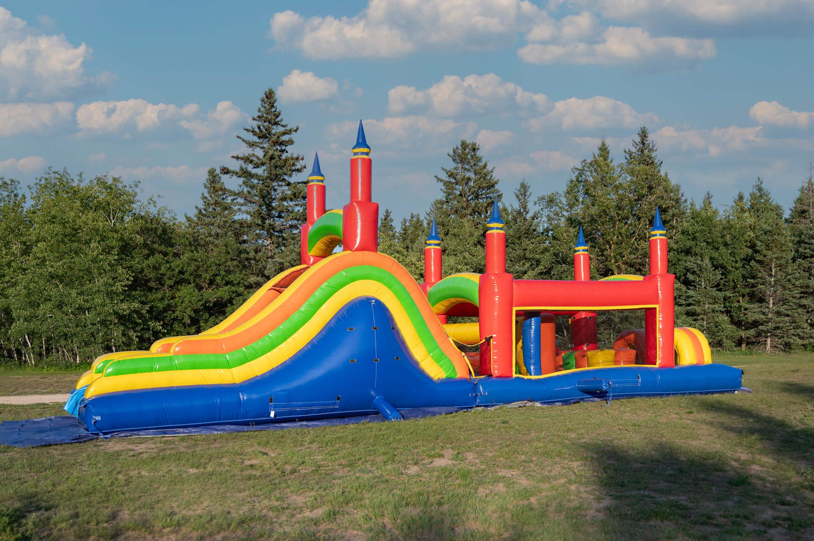 40' Rainbow Mega Obstacle Course Bouncy Castle party rentals Winnipeg Manitoba