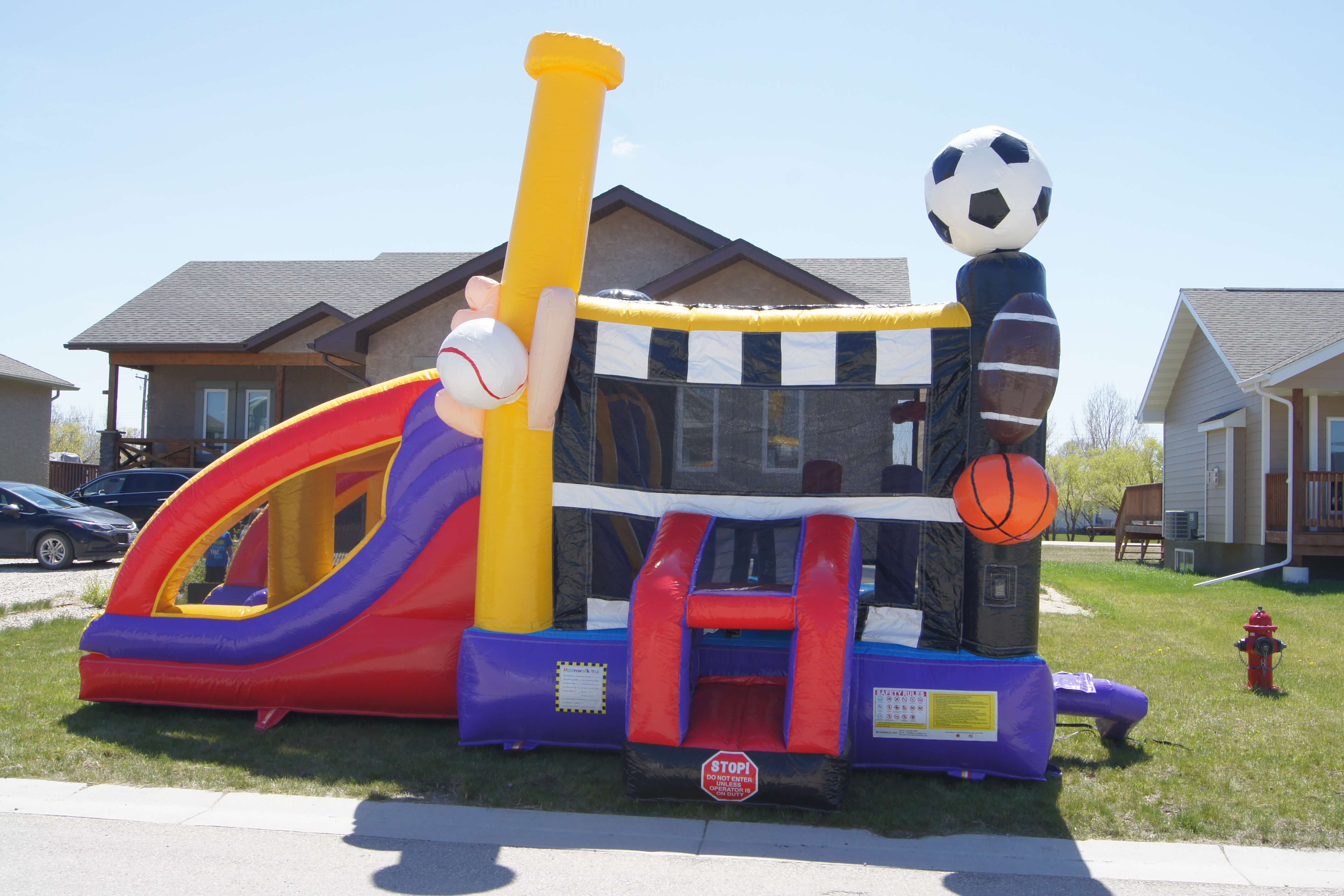 Sports Combo Inflatable Bounce Castle with Slide Rentals Winnipeg Manitoba